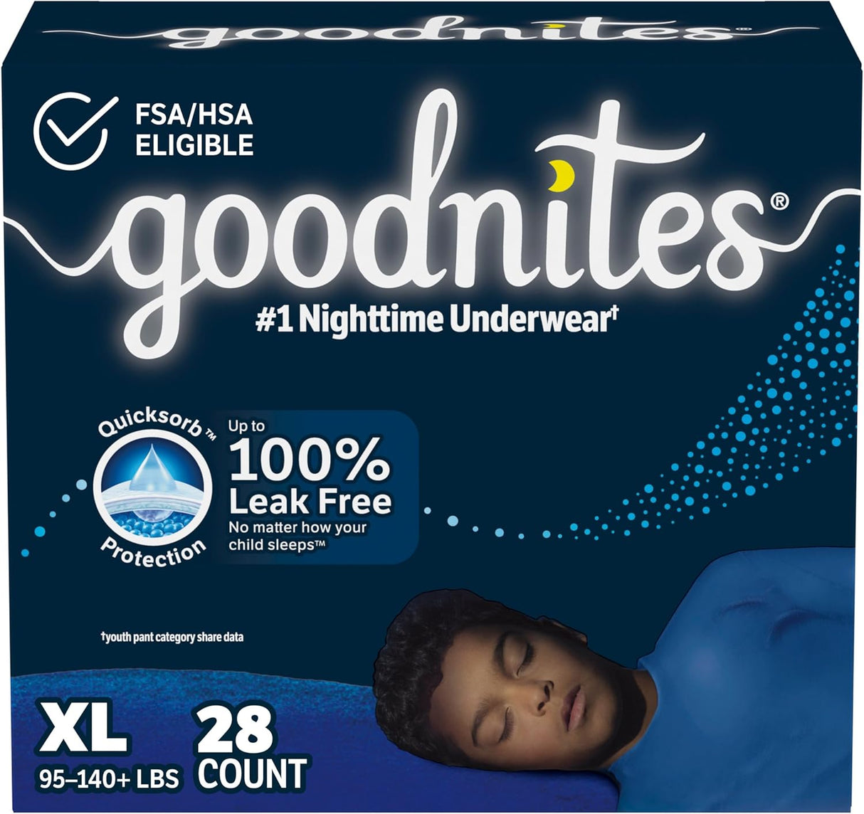 Goodnites Boys' Nighttime Bedwetting Underwear, Size S/M (43-68 Lbs), 44 Ct (2 Packs of 22), Packaging May Vary