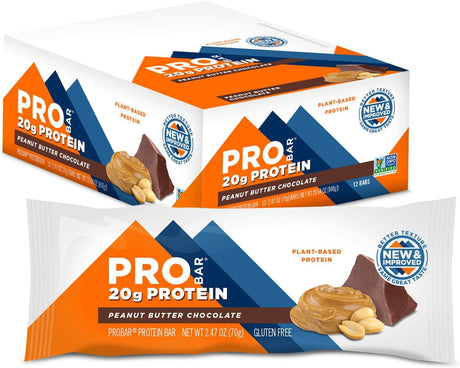 PROBAR - PROTEIN Bar, Peanut Butter Chocolate, Non-Gmo, Gluten-Free, Healthy, Plant-Based Whole Food Ingredients, Natural Energy (12 Count)