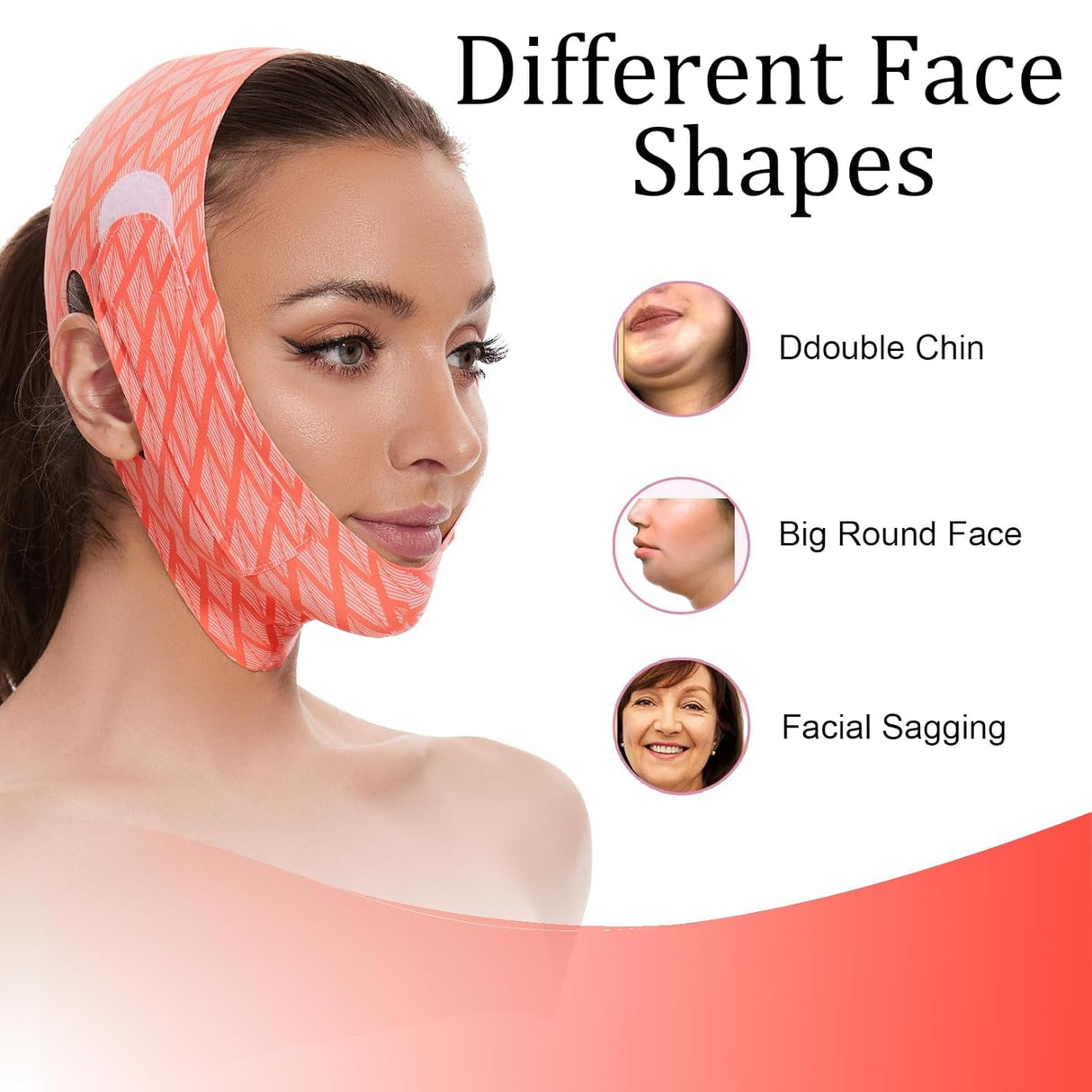 V Line Mask Double Chin Reducer Strap Eliminator Remover Prevent Sagging Shaped Face Belt Slimming for Sleeping Women Jaw Exerciser