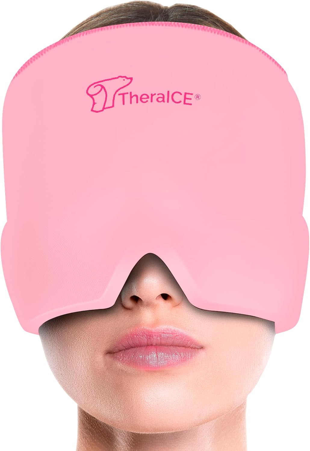 Theraice Migraine Relief Cap, Cooling Gel Hat, Soothing Headache Ice Pack Mask Products, Face Cold Compress Head Wrap for Tension & Stress
