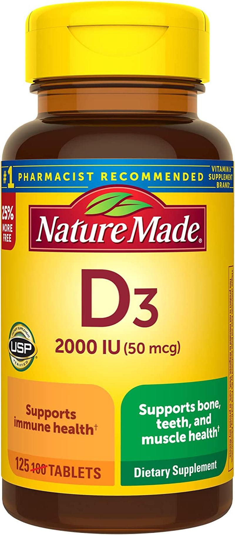 Nature Made Vitamin D3 2000 IU (50 Mcg), Dietary Supplement for Bone, Teeth, Muscle and Immune Health Support, 220 Tablets, 220 Day Supply - Supply Center USA