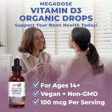 Maryruth Organics Vitamin D3 Liquid Drops | Megadose 4000 IU | USDA Organic Liquid Vitamin D Spray for Adults & Kids | Immune Support & Bone Health | Vegan | Gluten Free | Non-Gmo | 30 Servings - Supply Center USA