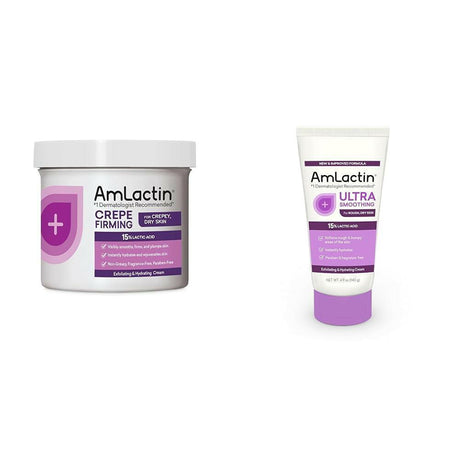 Amlactin Crepe Firming Cream - 12 Oz Body Cream with 15% Lactic Acid - Exfoliator and Moisturizer for Crepey, Dry Skin - Supply Center USA