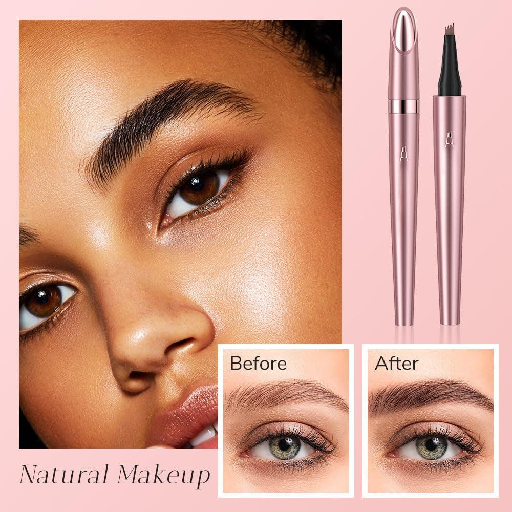 Eyebrow Tattoo Pencil 4 Fork Tip 3D Microblading, 2024 New Waterproof Eyebrow Pencil, Natural Makeup Fine Stroke Magic Eyebrow Pencil with 4 Micro-Fork Tip for Women (Dark Brown) - Supply Center USA