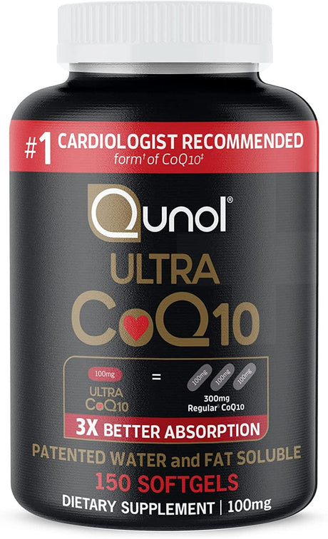 Qunol Ultra Coq10 100Mg Softgels- 3X Better Absorption, Antioxidant for Heart Health & Energy Production, Coenzyme Q10 Vitamins and Supplements, 3 Month Supply, 90 Count - Supply Center USA