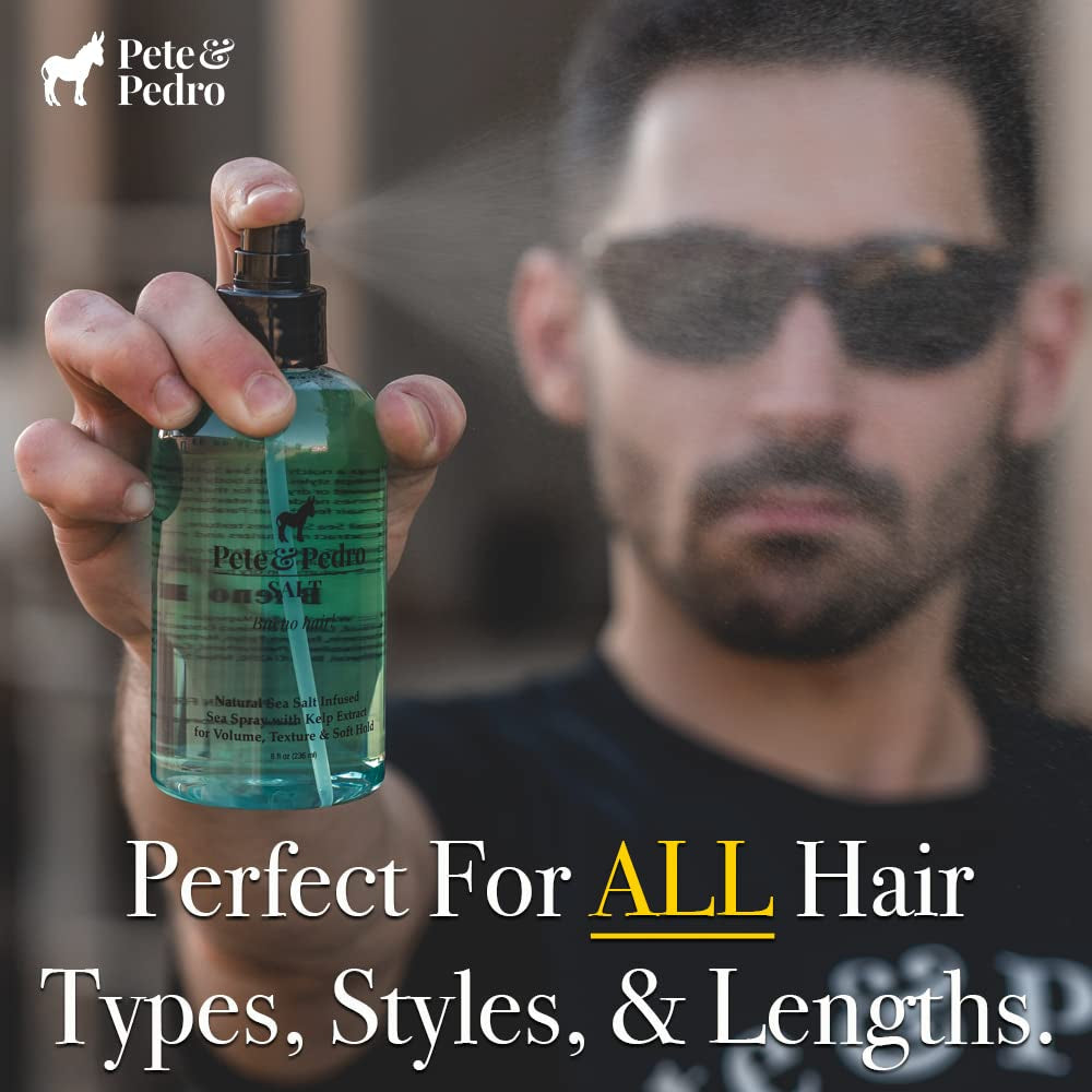 Pete & Pedro SALT - Natural Sea Salt Spray for Hair Men & Women, Adds Instant Volume, Texture, Thickness, & Light Hold | Texturizing & Thickening | as Seen on Shark Tank, 8.5 Oz.