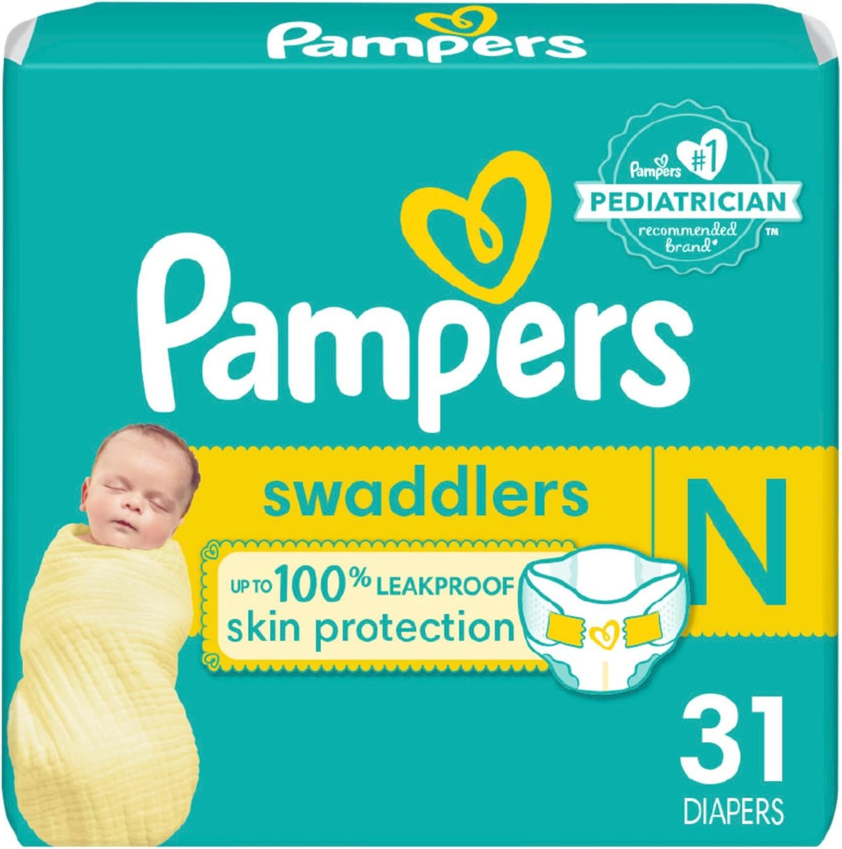 Pampers Swaddlers Diapers - Size 5, One Month Supply (132 Count), Ultra Soft Disposable Baby Diapers