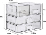ZHIAI Stackable Storage Box, Acrylic Organizer, Cosmetic Organizer for Cosmetics and Beauty Products for Dressers, Bathrooms, Cabinets, Bedrooms and Home Organization 4 Piece Set