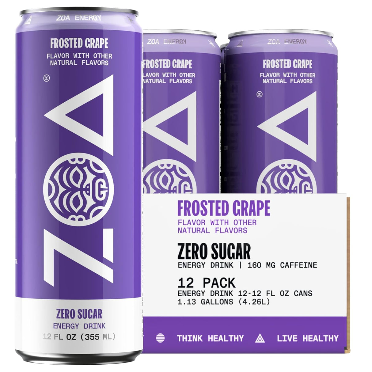 ZOA Zero Sugar Energy Drinks, Variety Pack - Sugar Free with Electrolytes, Healthy Vitamin C, Amino Acids, Essential B-Vitamins, and Caffeine from Green Tea - 12 Fl Oz (12-Pack)