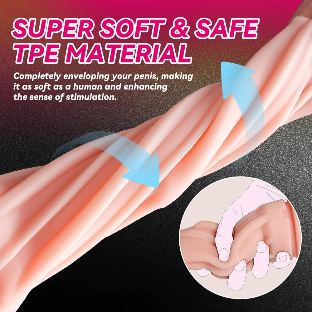 Male Masturbator Cup, Quiet Adult Sex Toys for Men Realistic Pocket Pussy Vagina Textured with 7.5In Depth Lifelike Soft and Man Masturbation Stroker