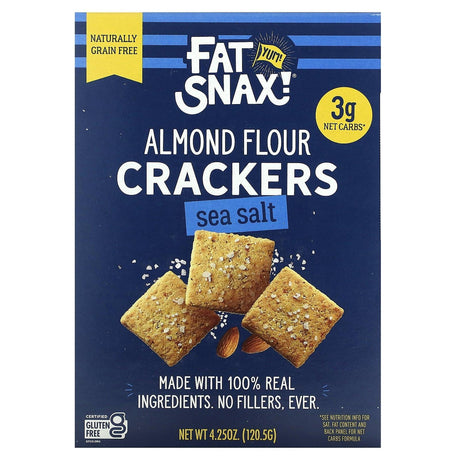 Fat Snax, Almond Flour Crackers, Sea Salt, 4.25 oz (120.5 g) - Supply Center USA