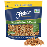Fisher Chef'S Naturals Walnut & Pieces, Naturally Gluten Free, No Preservatives, Non-Gmo, Halves, 16 Oz