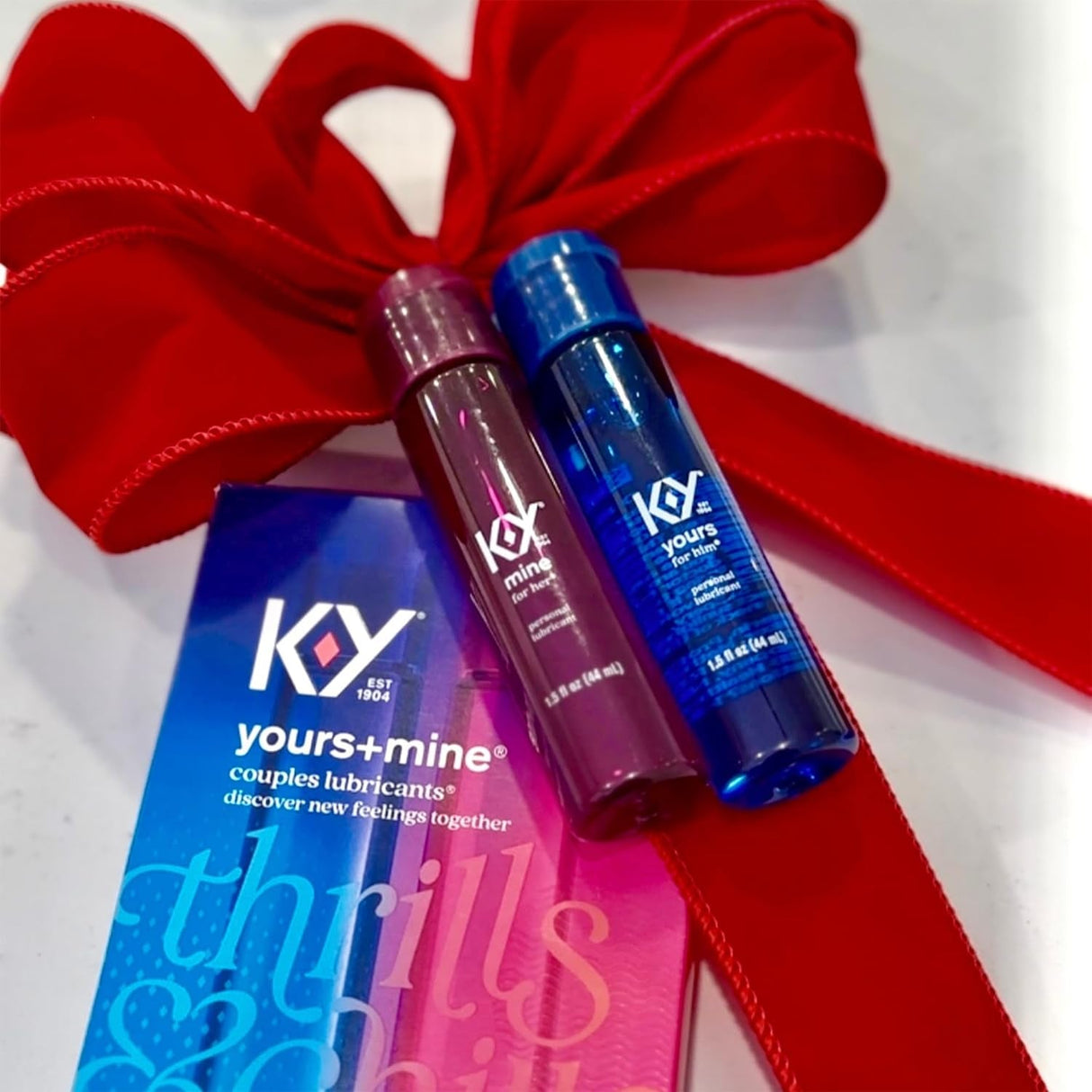 K-Y Yours + Mine Couples Personal Lube, Two Personal Lubricants, Water Based Lube for Women & Glycerin-Based Lube for Men, 2 X 1.5 FL OZ