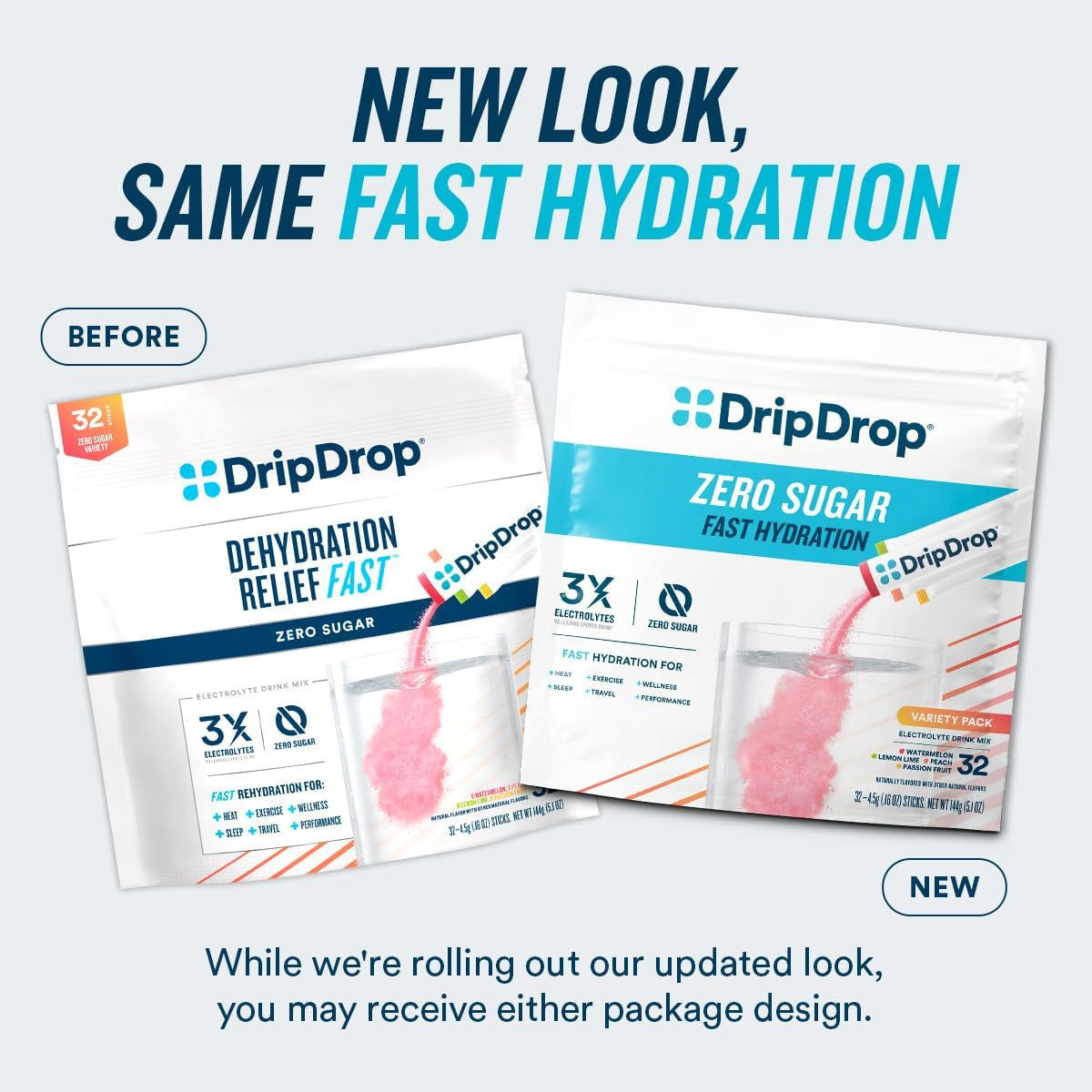 Dripdrop Hydration - Zero Sugar Lemon Lime - Electrolyte Drink Mix Single Serve Hydration Powder Packets | Non-Gmo, Gluten Free, Vegan | 32 Sticks