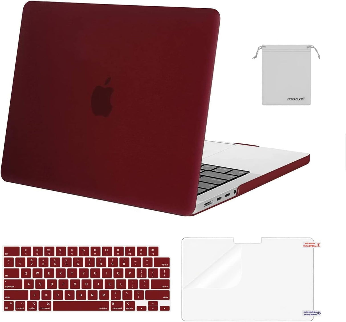 MOSISO Compatible with Macbook Pro 14 Inch Case 2024 2023 2022 2021 M4 M3 M2 M1 Pro Max A3112 A3185 A3401 A2918 A2992 A2779 A2442, Plastic Hard Shell&Keyboard Cover&Screen Film&Pouch, Black