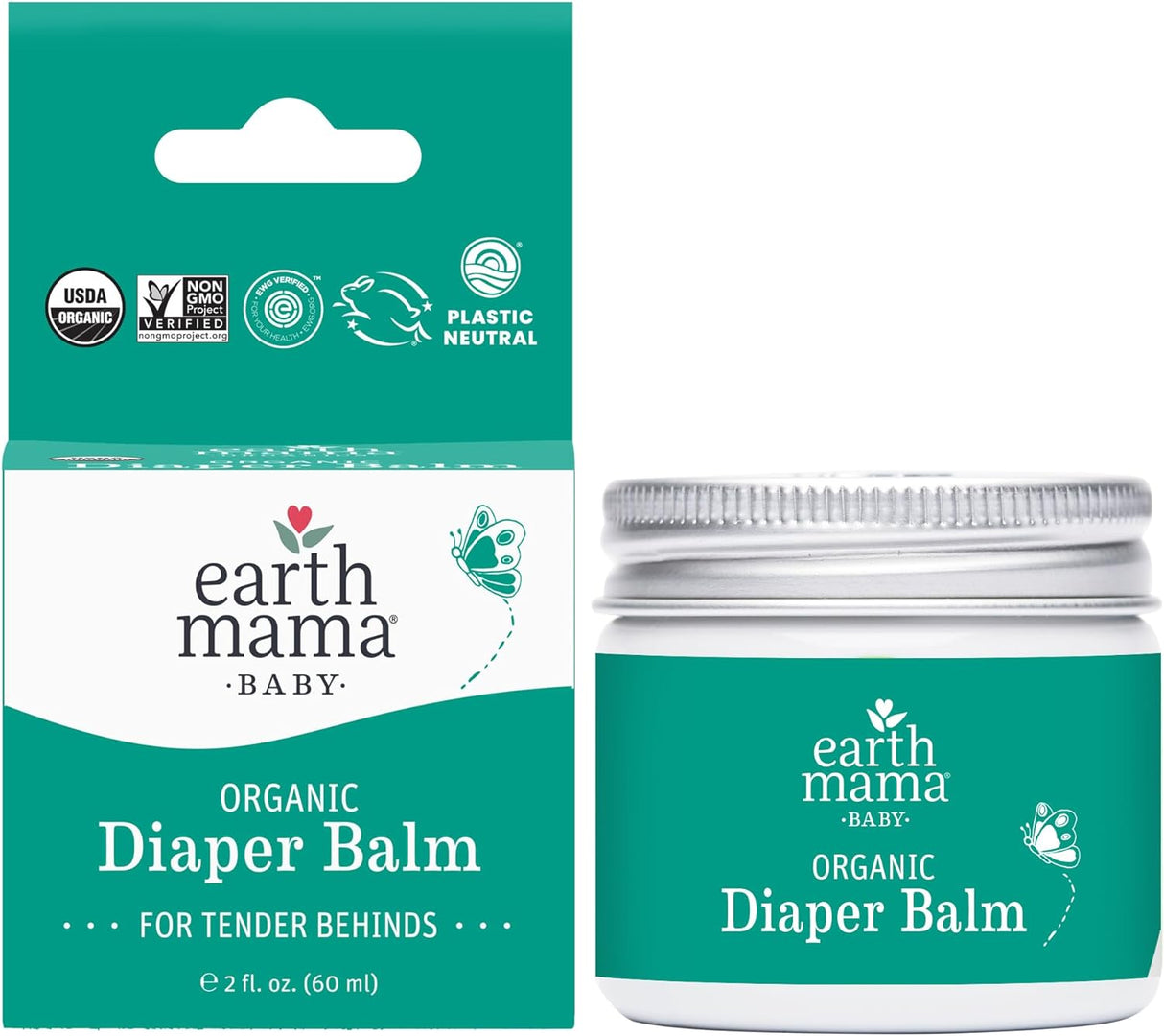 Earth Mama Organic Diaper Balm | Diaper Cream with Calendula | Calm Skin Baby Essentials for Diaper Bag |Multipurpose Baby Ointment, 2-Fluid Ounce