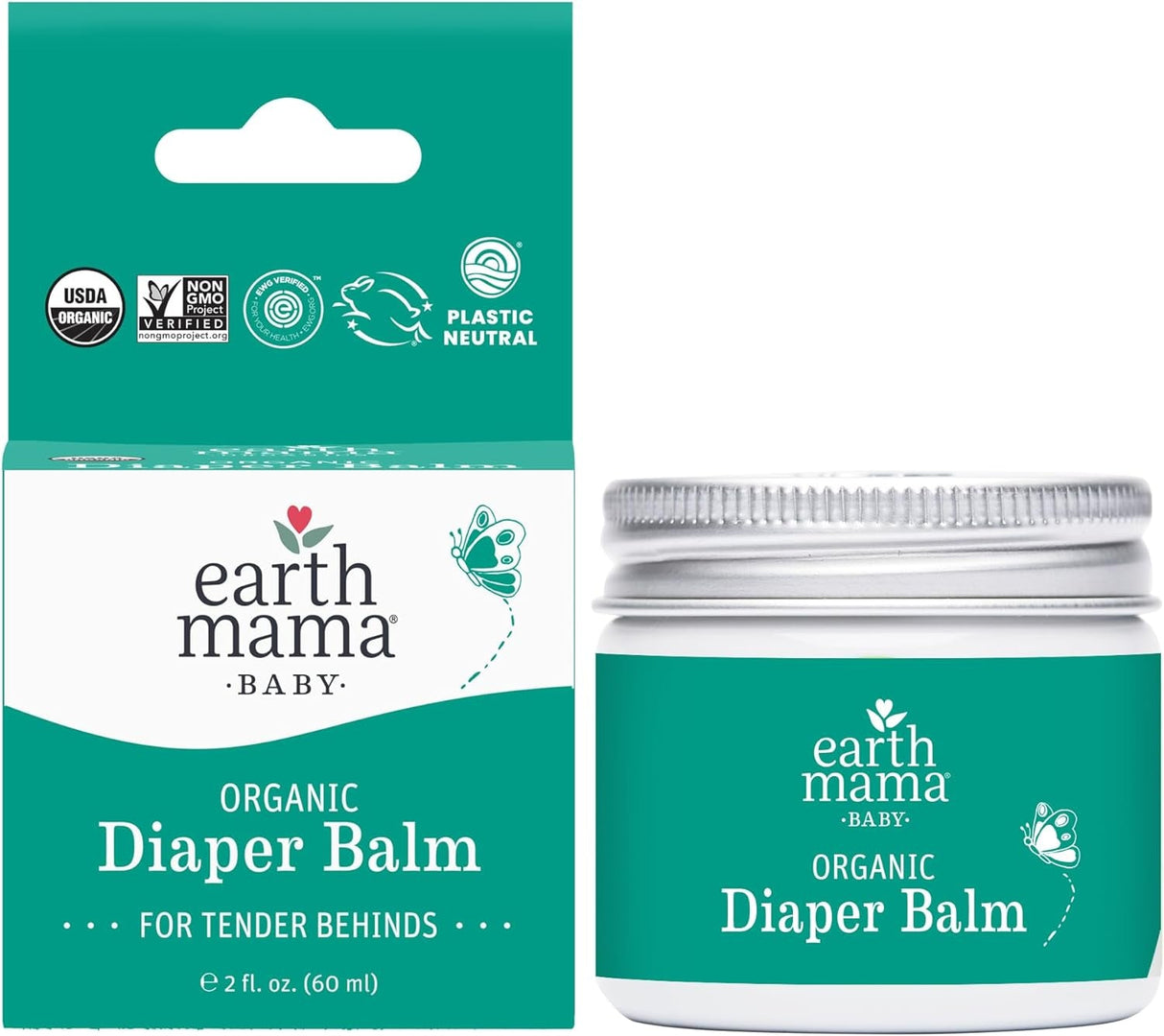Earth Mama Organic Diaper Balm | Diaper Cream with Calendula | Calm Skin Baby Essentials for Diaper Bag |Multipurpose Baby Ointment, 2-Fluid Ounce