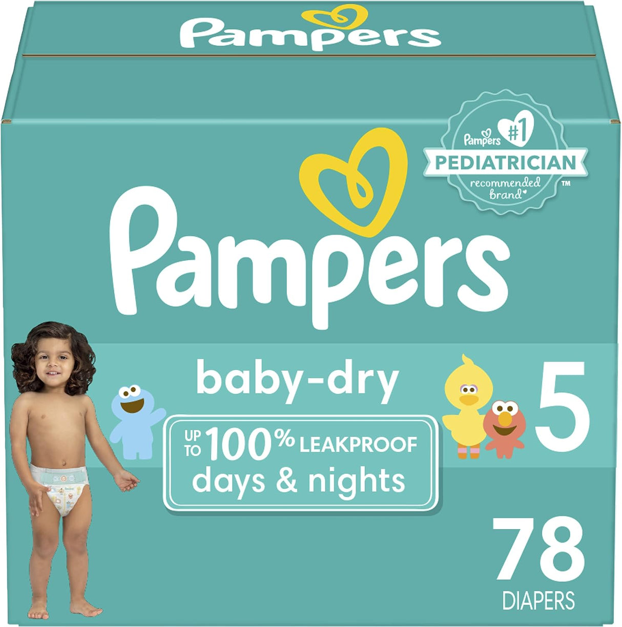 Pampers Baby Dry Diapers - Size 1, 120 Count, Absorbent Disposable Diapers