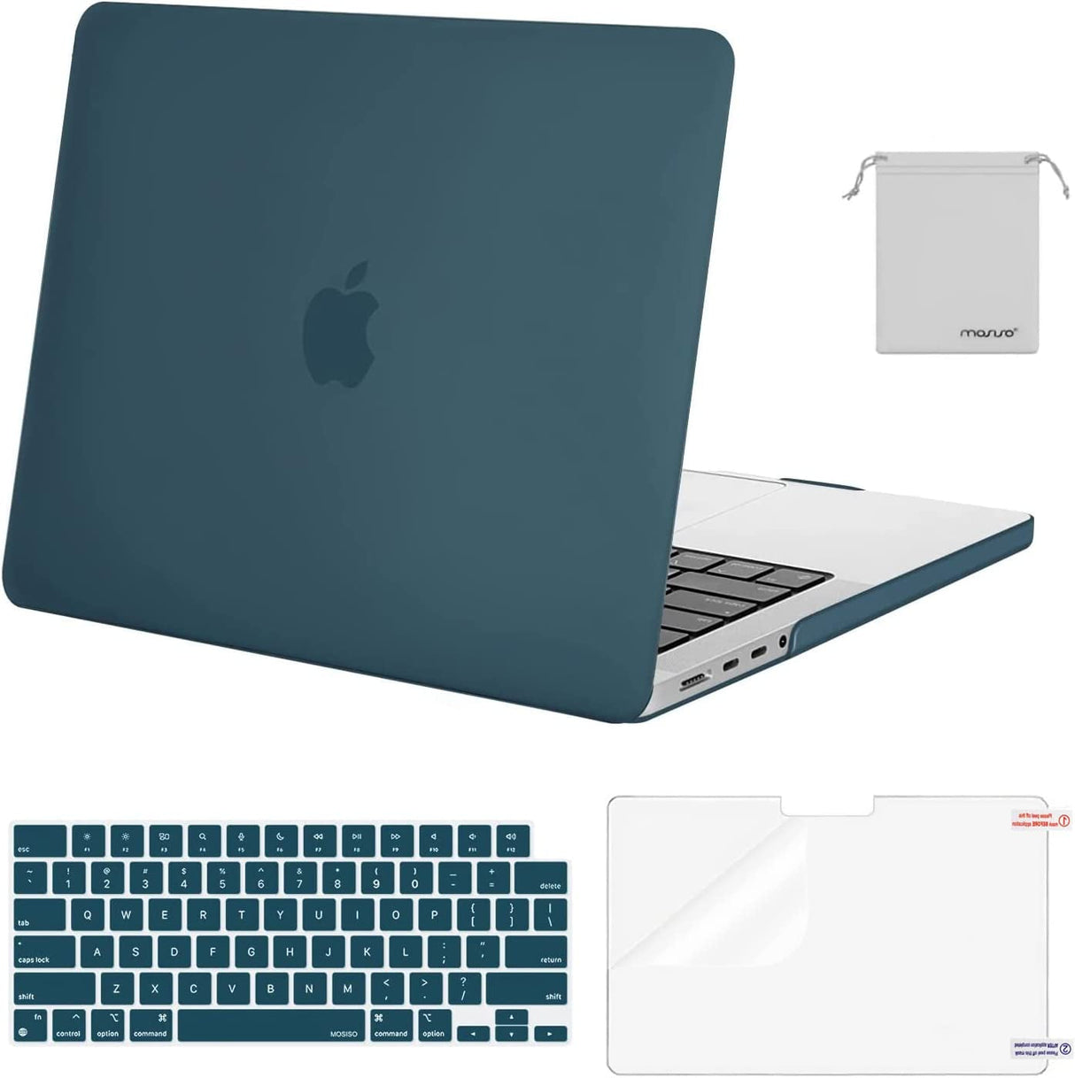 MOSISO Compatible with Macbook Pro 14 Inch Case 2024 2023 2022 2021 M4 M3 M2 M1 Pro Max A3112 A3185 A3401 A2918 A2992 A2779 A2442, Plastic Hard Shell&Keyboard Cover&Screen Film&Pouch, Black