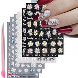 VOTACOS Flower Nail Art Stickers Decals 5D Embossed Nail Decals Spring Summer Daisy Nail Art Design Self-Adhesive Nail Supplies Accessories 3D Flower Nail Stickers for Women Nail DIY Decoration