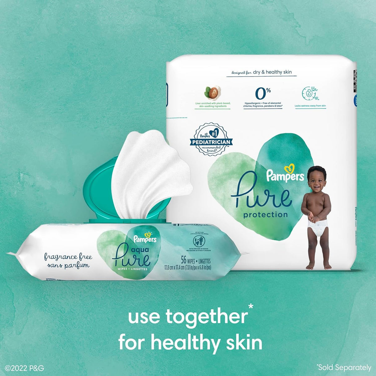 Pampers Pure Protection Diapers - Size 5, One Month Supply (132 Count), Hypoallergenic Premium Disposable Baby Diapers
