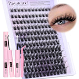 Pawotence Lash Clusters Wispy Cluster Eyelash Extensions 144Pcs Individual Lashes 10-18Mm Lash Extension DIY False Eyelashes Soft Comfortable Eyelash Clusters with Thin Band