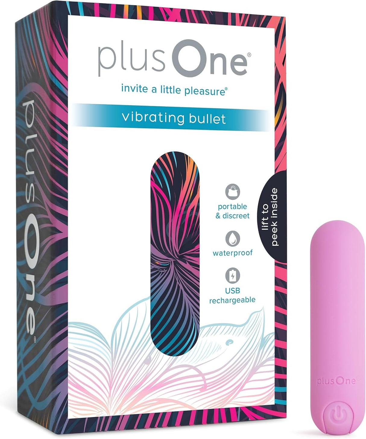 Plusone Bullet Vibrator for Women, Mini Vibrator Made of Body-Safe Silicone, Fully Waterproof, USB Rechargeable, Personal Massager with 10 Vibration Settings, Purple