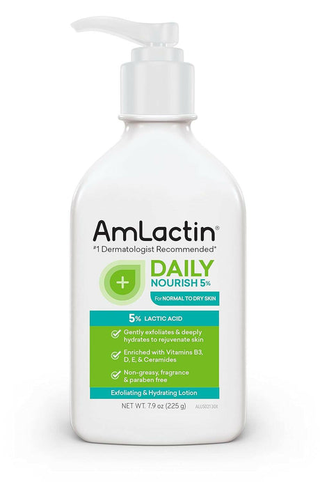 Amlactin Daily Nourish 5% - 7.9 Oz Body Lotion with 5% Lactic Acid - Exfoliator and Moisturizer for Dry Skin - Supply Center USA