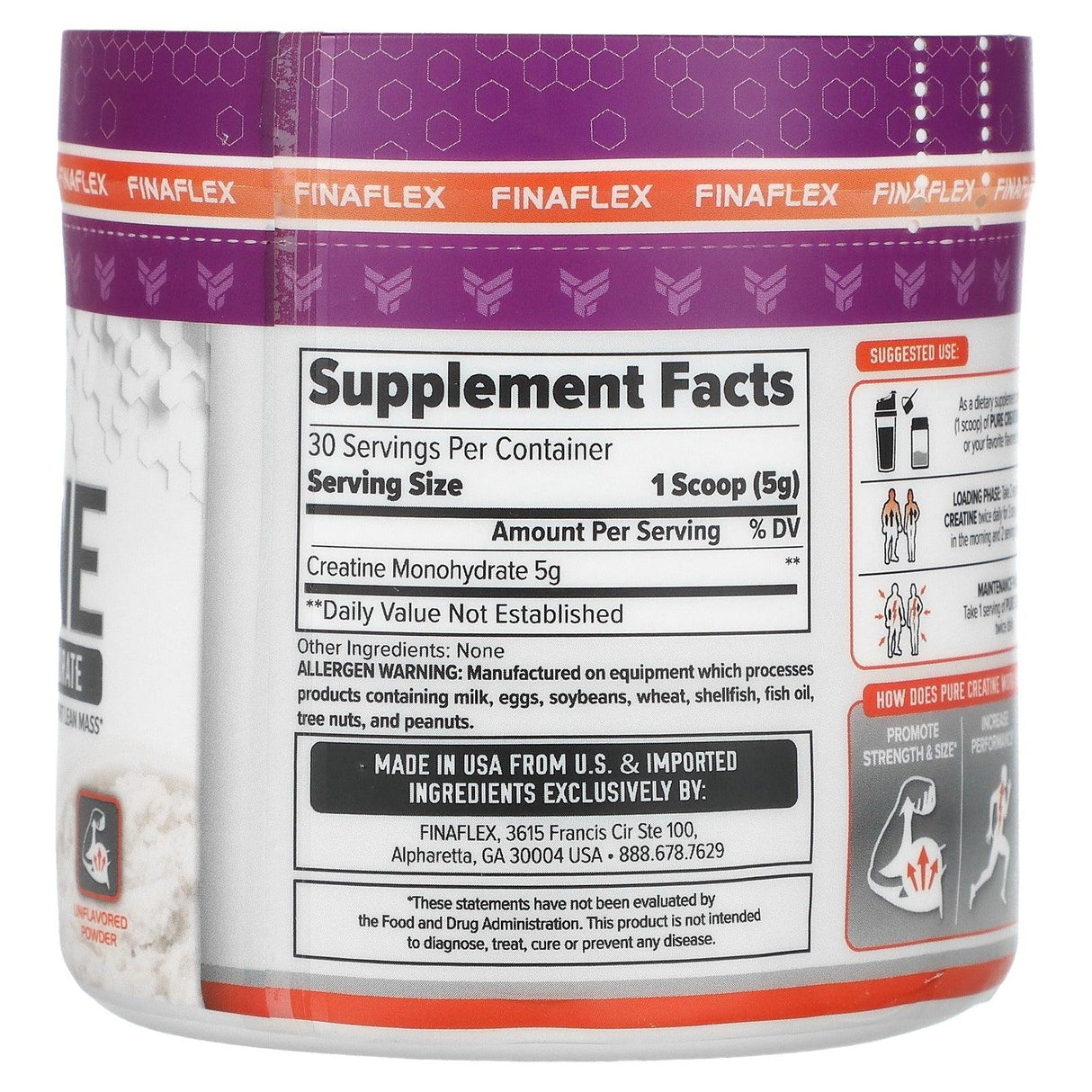 Finaflex, Pure Creatine Powder, Unflavored , 5 g, 5.3 oz (150 g) - Supply Center USA