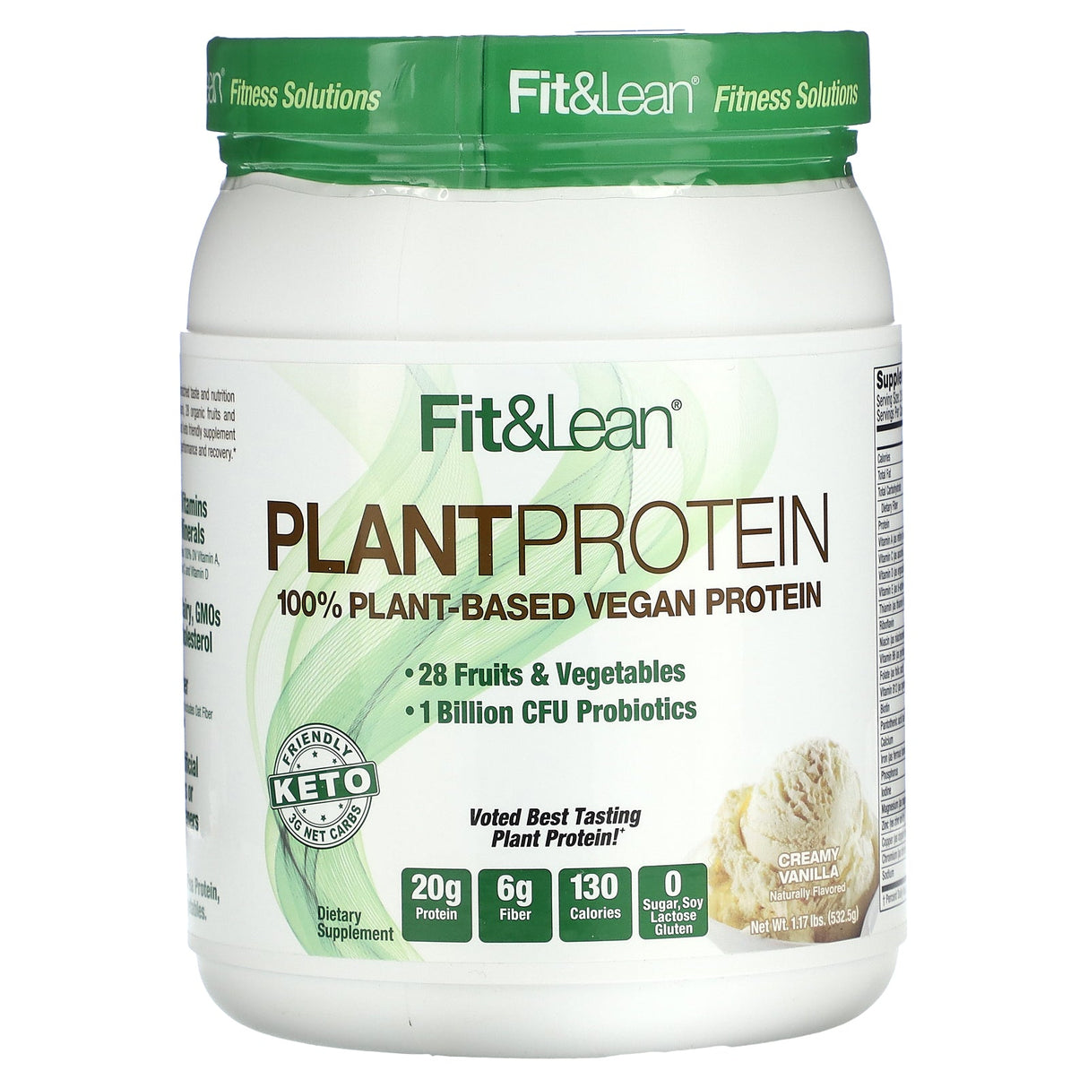 Fit & Lean, Plant Protein, Creamy Vanilla, 1.17 lbs (532.5 g) - Supply Center USA