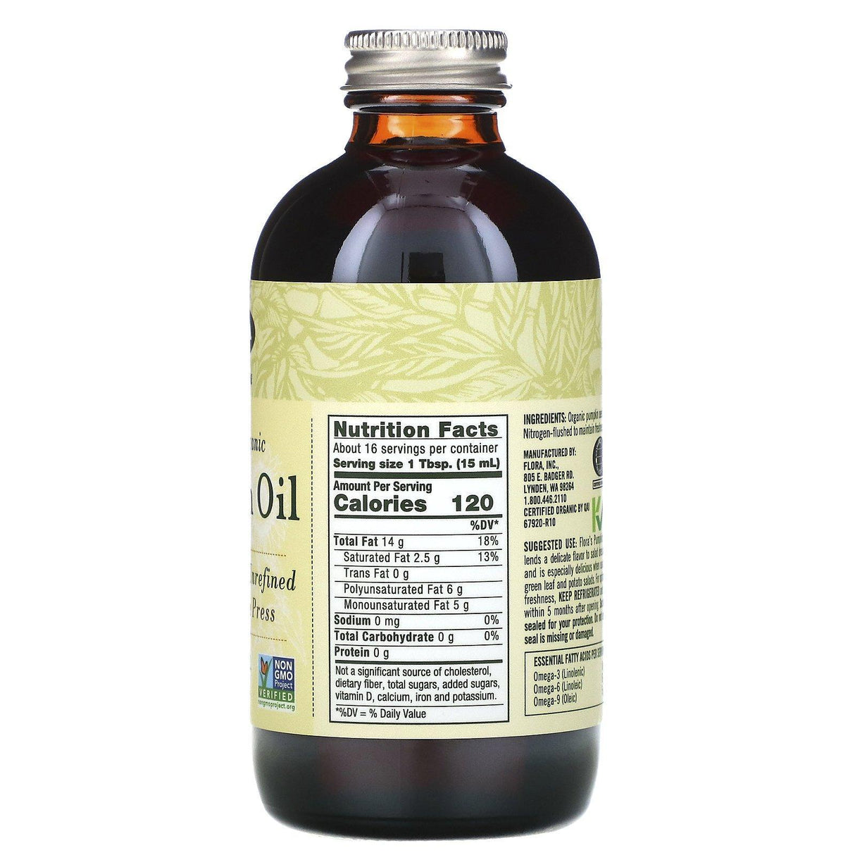 Flora, Certified Organic Pumpkin Oil, 8.5 fl oz (250 ml) - Supply Center USA