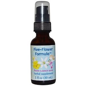 Flower Essence Services, Five-Flower Formula, Flower Essence Spray, 1 fl oz (30 ml) - Supply Center USA