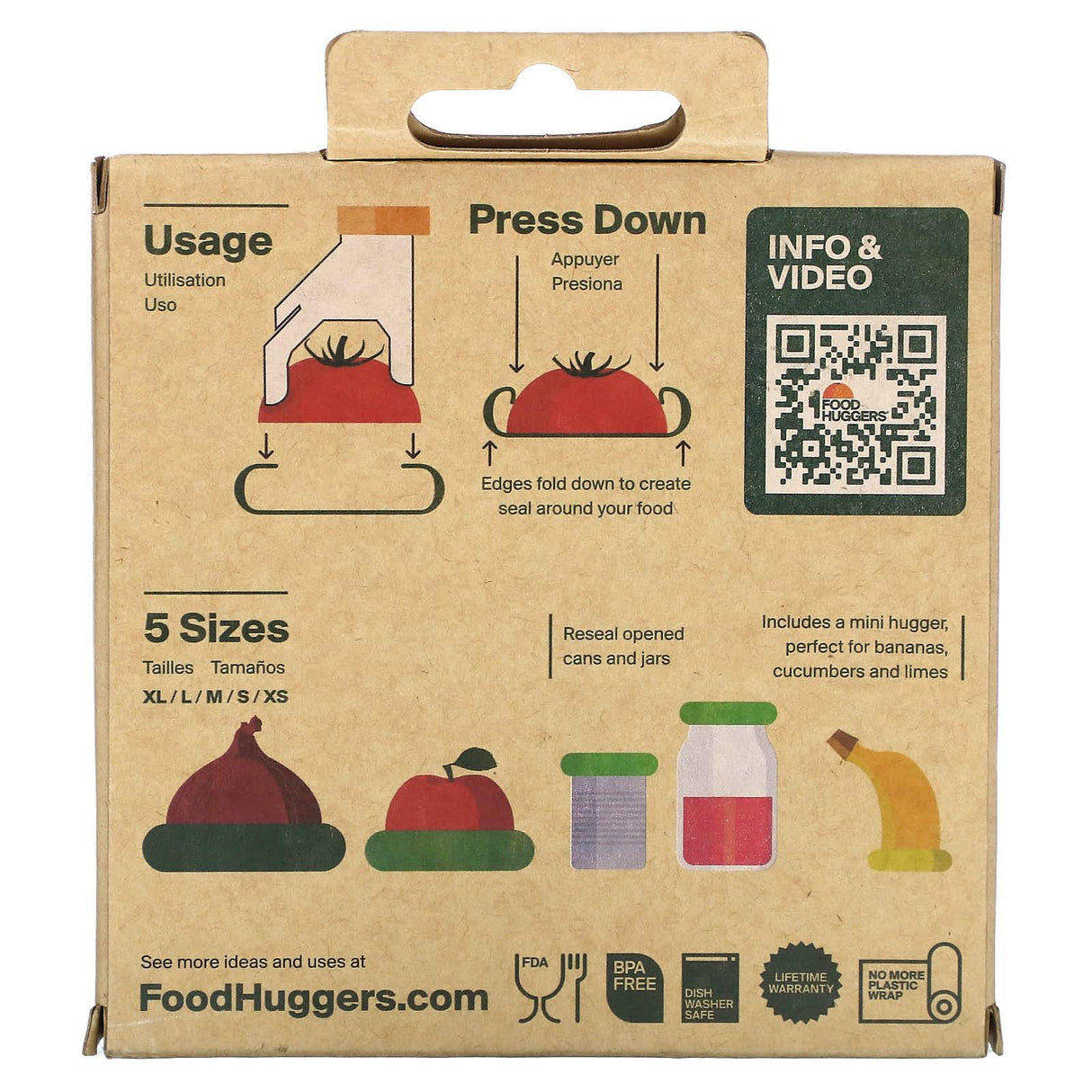 Food Huggers, Reusable Silicone Food Savers , 5 Pieces - Supply Center USA
