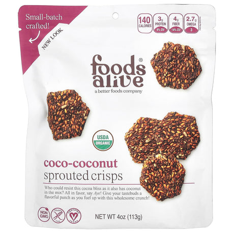 Foods Alive, Sprouted Crisps, Coco-Coconut, 4 oz (113 g) - Supply Center USA