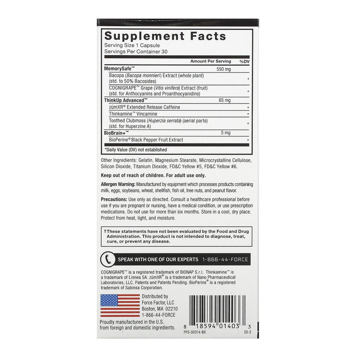 Force Factor, Forebrain, 30 Capsules - Supply Center USA