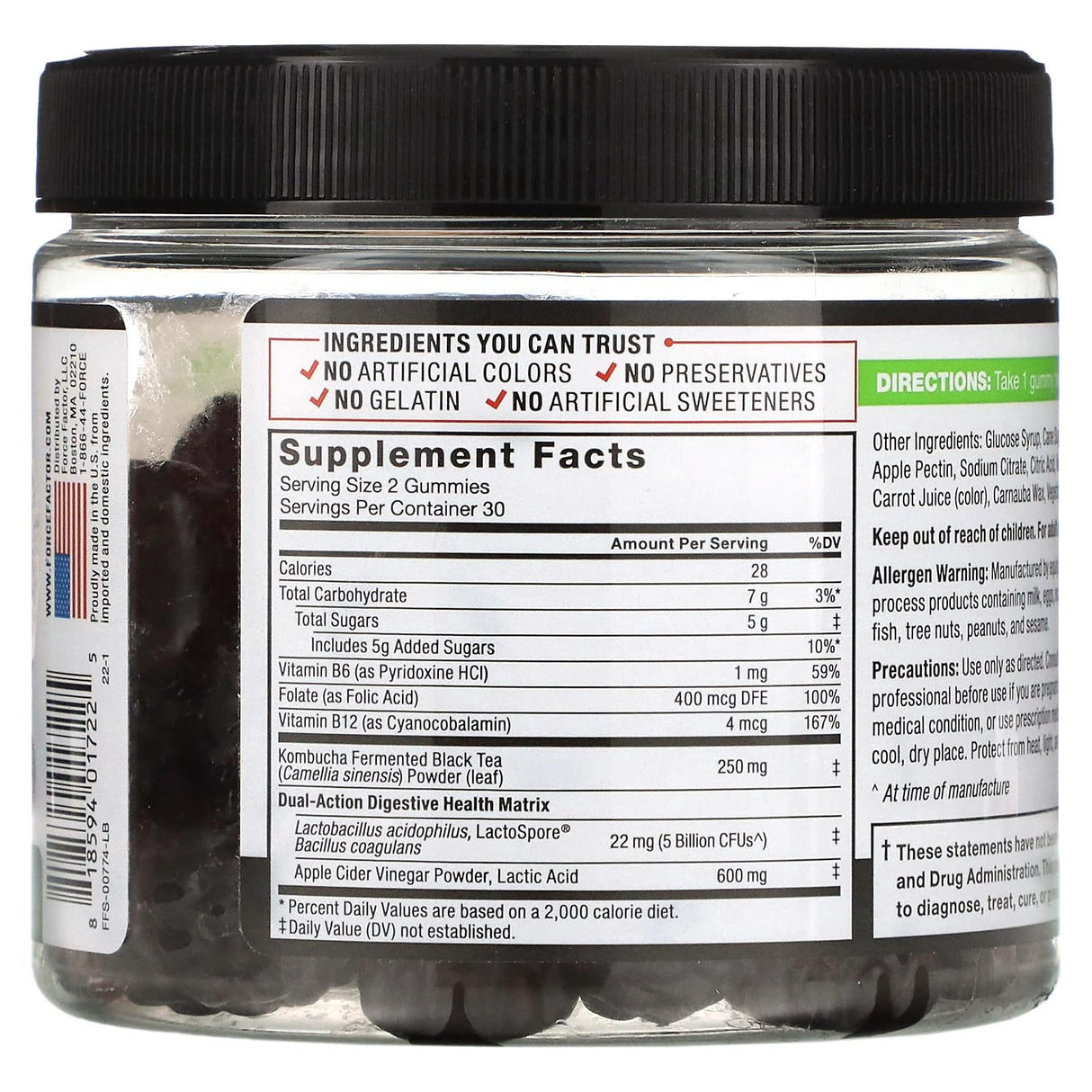 Force Factor, ProbioSlim, Kombucha Gummies, Peach, 60 Gummies - Supply Center USA