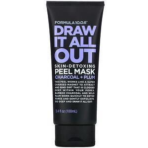 Formula 10.0.6, Draw It All Out, Skin-Detoxing Peel Beauty Mask, Charcoal + Plum, 3.4 fl oz (100 ml) - Supply Center USA