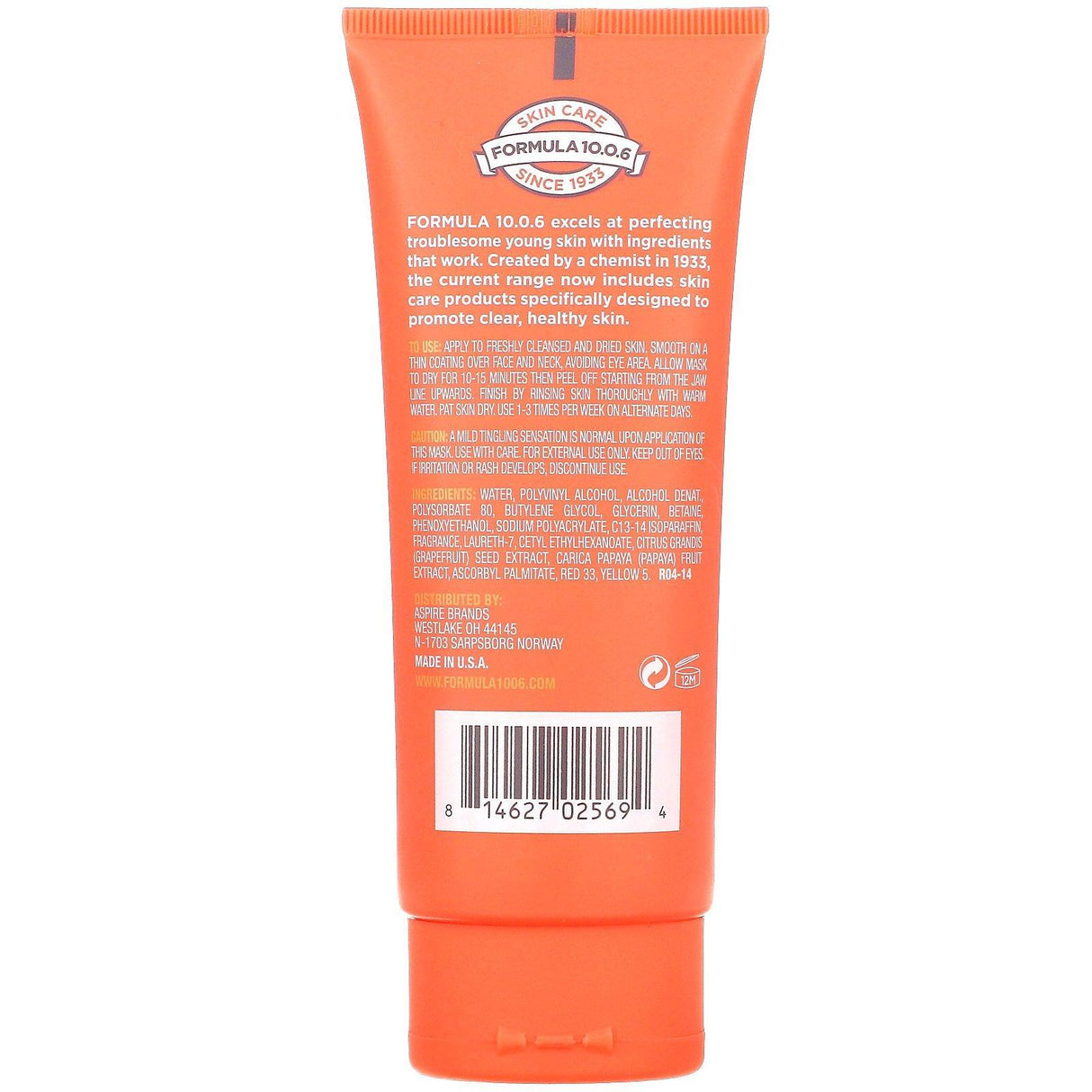 Formula 10.0.6, Get Your Glow On, Skin-Brightening Peel Beauty Mask, Papaya + Citrus, 3.4 fl oz (100 ml) - Supply Center USA