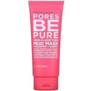 Formula 10.0.6, Pores Be Pure, Skin-Clarifying Mud Beauty Mask, Strawberry + Yarrow, 3.4 fl oz (100 ml) - Supply Center USA
