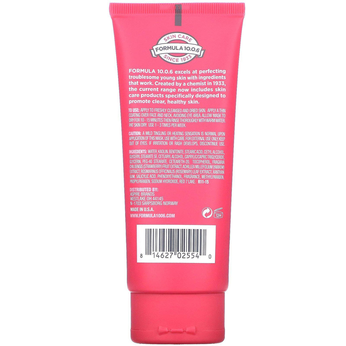 Formula 10.0.6, Pores Be Pure, Skin-Clarifying Mud Beauty Mask, Strawberry + Yarrow, 3.4 fl oz (100 ml) - Supply Center USA