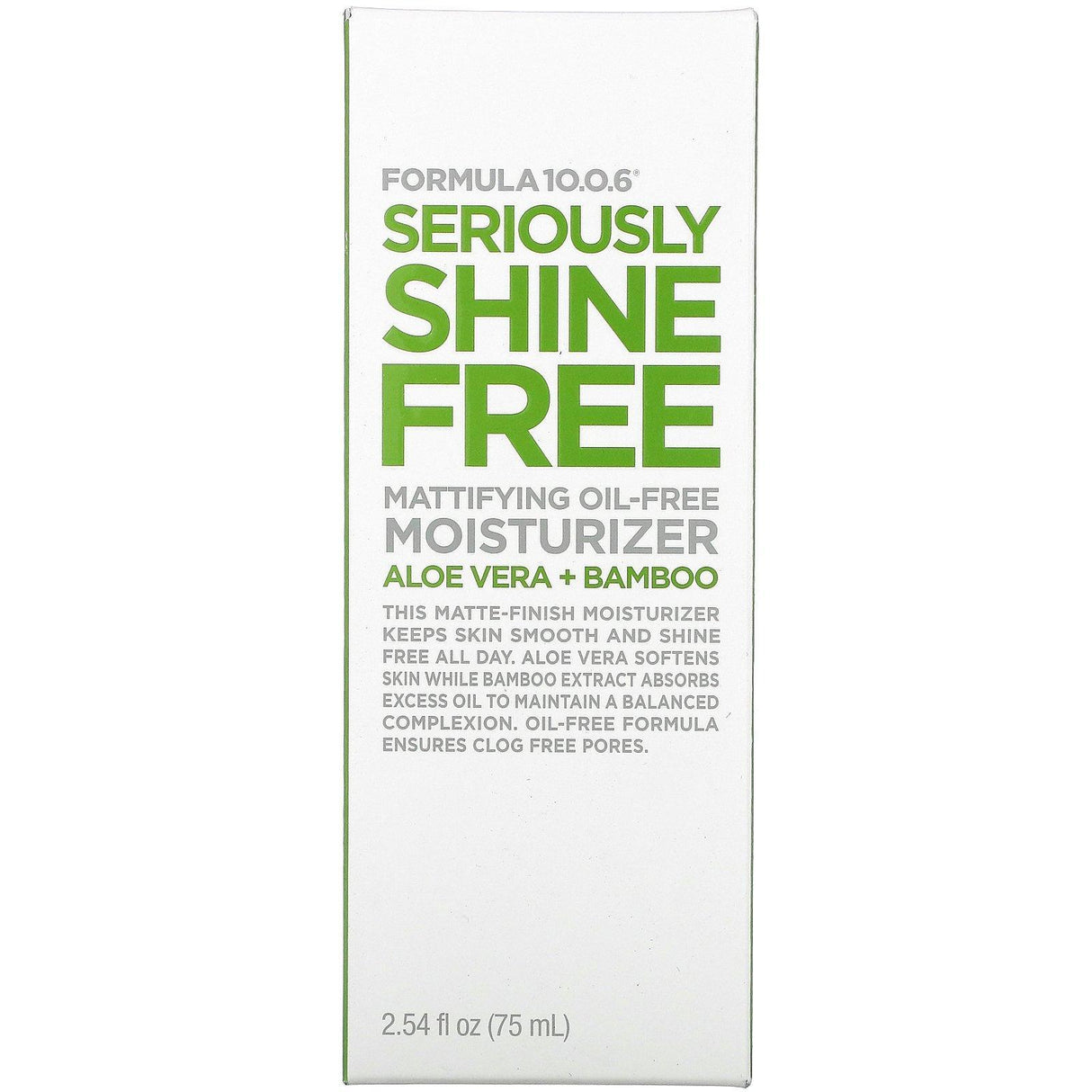 Formula 10.0.6, Seriously Shine Free, Mattifying Oil-Free Moisturizer, 2.54 fl oz (75 ml) - Supply Center USA