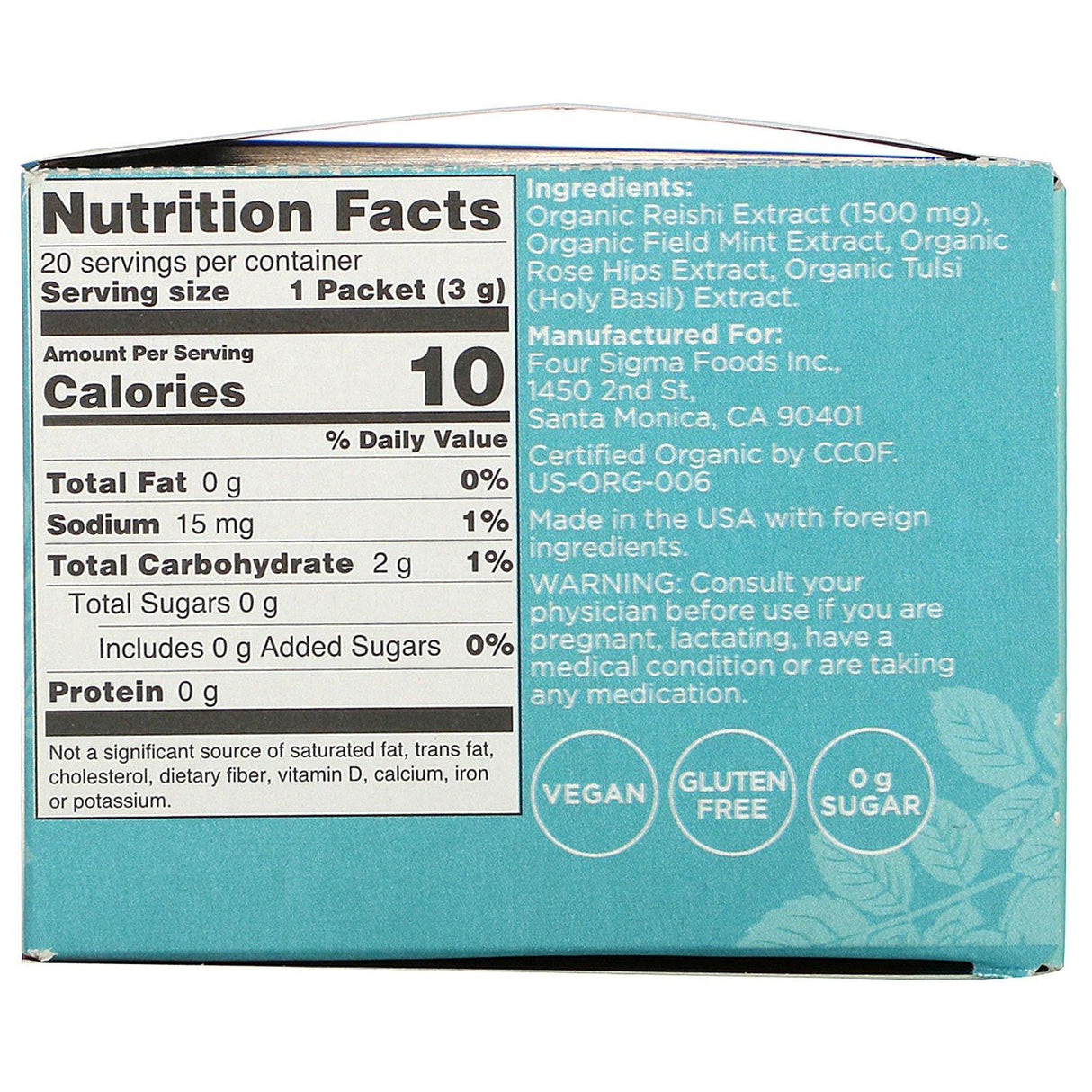 Four Sigmatic, Mushroom Elixir Mix with Reishi, 20 Packets, 0.1 oz (3 g) Each - Supply Center USA