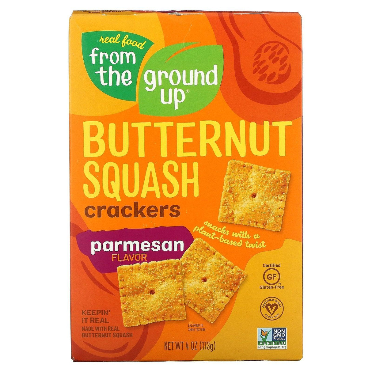 From The Ground Up, Butternut Squash Crackers, Parmesan, 4 oz (113 g) - Supply Center USA