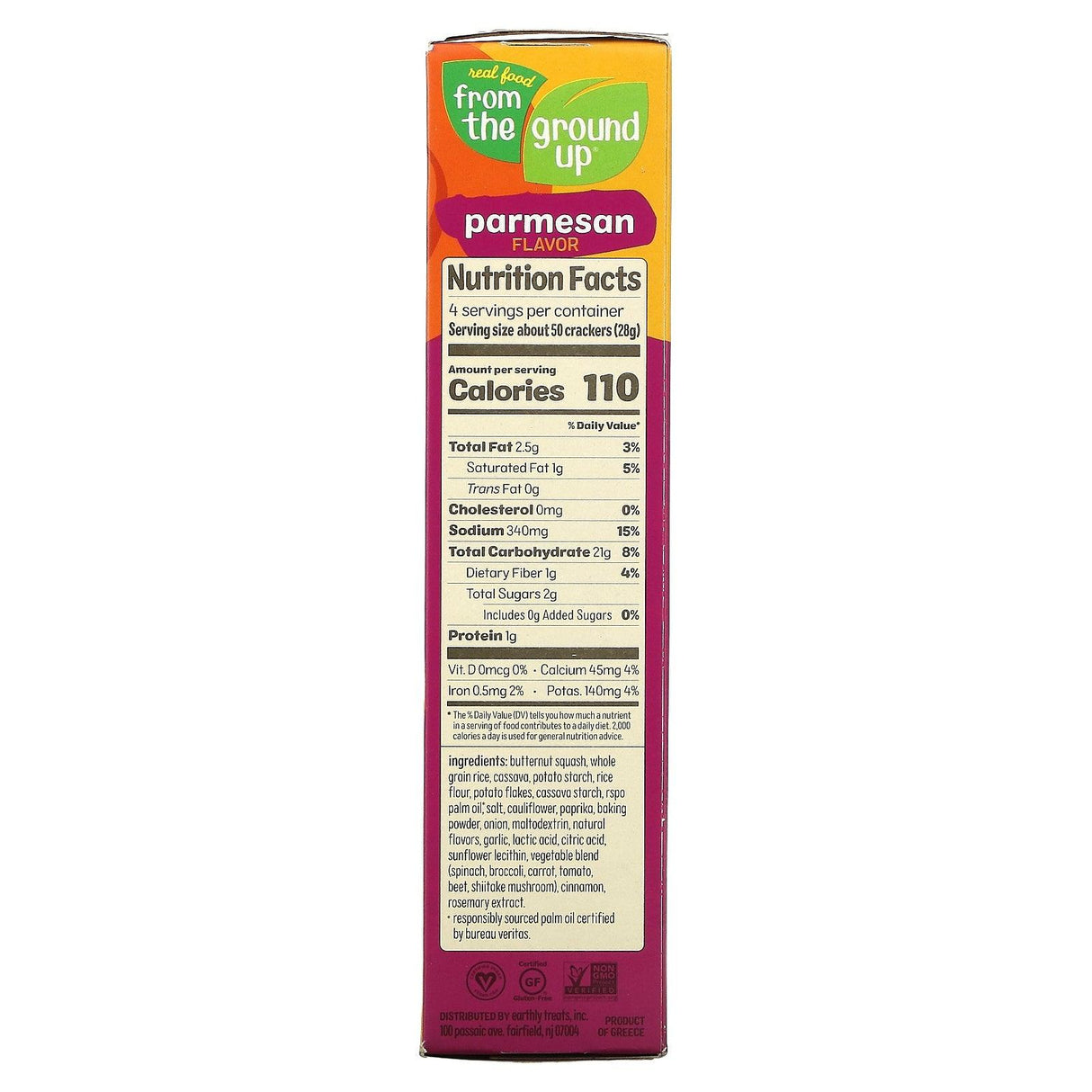 From The Ground Up, Butternut Squash Crackers, Parmesan, 4 oz (113 g) - Supply Center USA