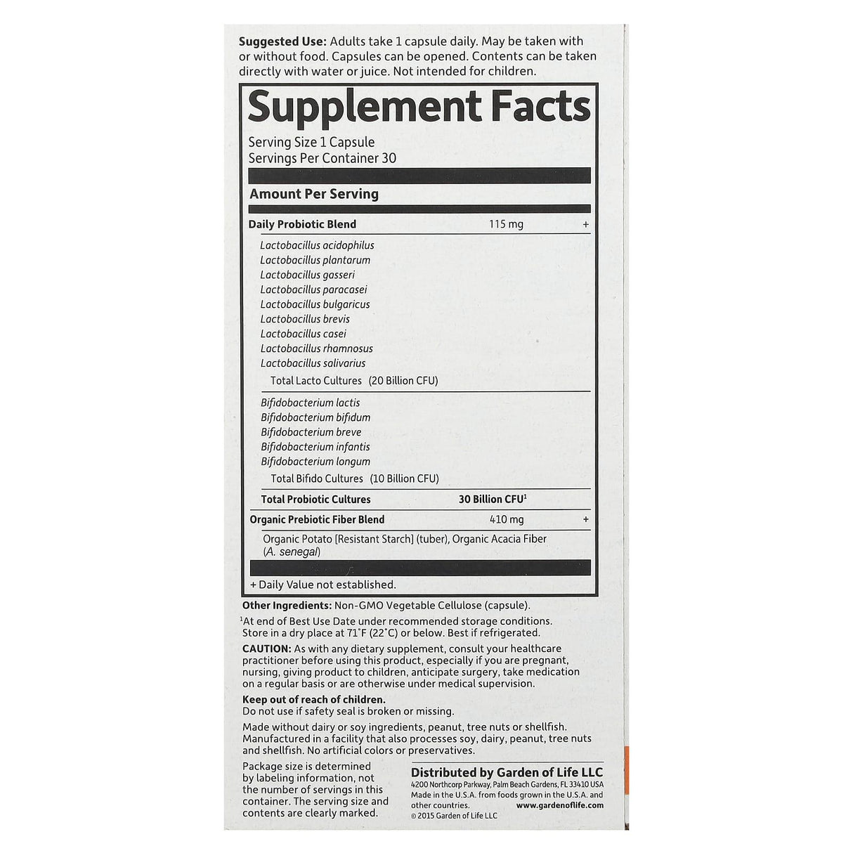 Garden of Life, Dr. Formulated Probiotics, Once Daily, 30 Vegetarian Capsules - Supply Center USA