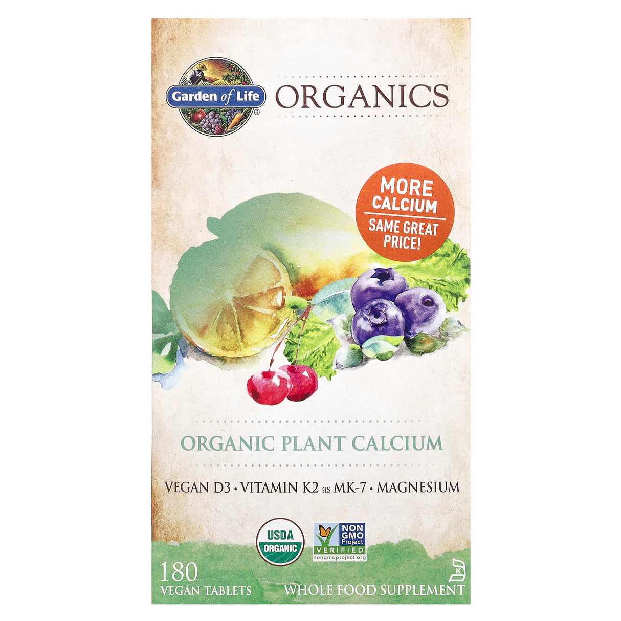Garden of Life, MyKind Organics, Organic Plant Calcium, 180 Vegan Tablets - Supply Center USA