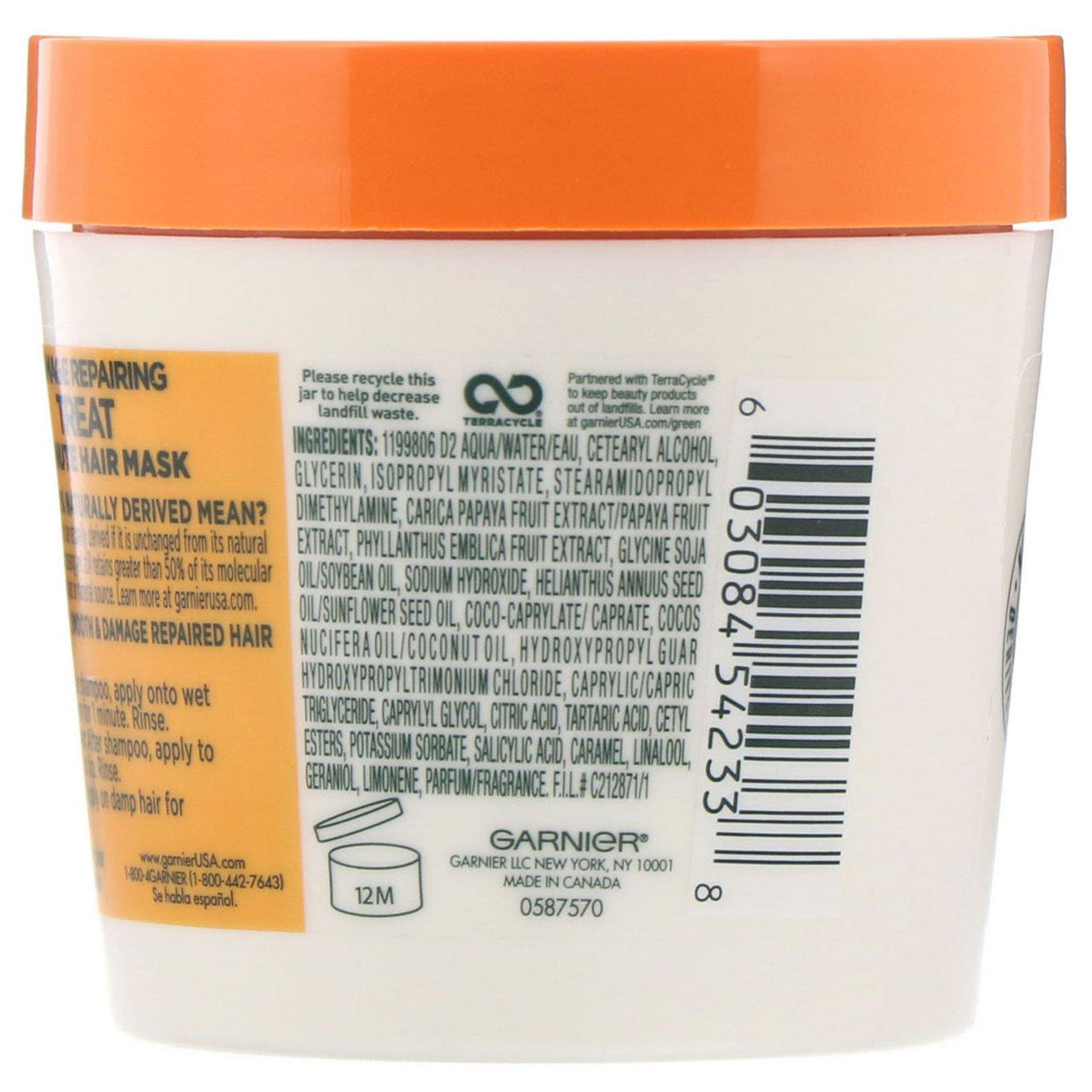 Garnier, Fructis, Damage Repairing Treat, 1 Minute Hair Mask, + Papaya Extract, 3.4 fl oz (100 ml) - Supply Center USA