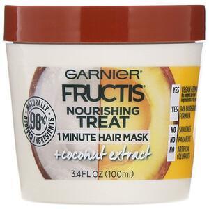 Garnier, Fructis, Nourishing Treat, 1 Minute Hair Mask + Coconut Extract, 3.4 fl oz (100 ml) - Supply Center USA