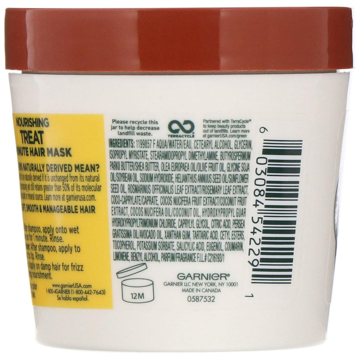 Garnier, Fructis, Nourishing Treat, 1 Minute Hair Mask + Coconut Extract, 3.4 fl oz (100 ml) - Supply Center USA