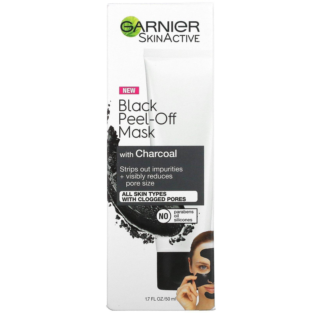 Garnier, SkinActive, Black Peel-Off Beauty Mask with Charcoal, 1.7 fl oz (50 ml) - Supply Center USA